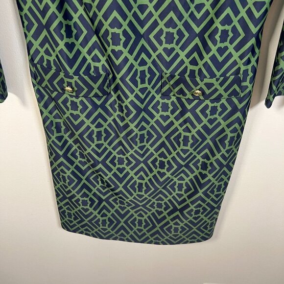 Jude Connally Sabine Shift Dress Size Small Green Blue LIghtweight Work Travel - Picture 6 of 9